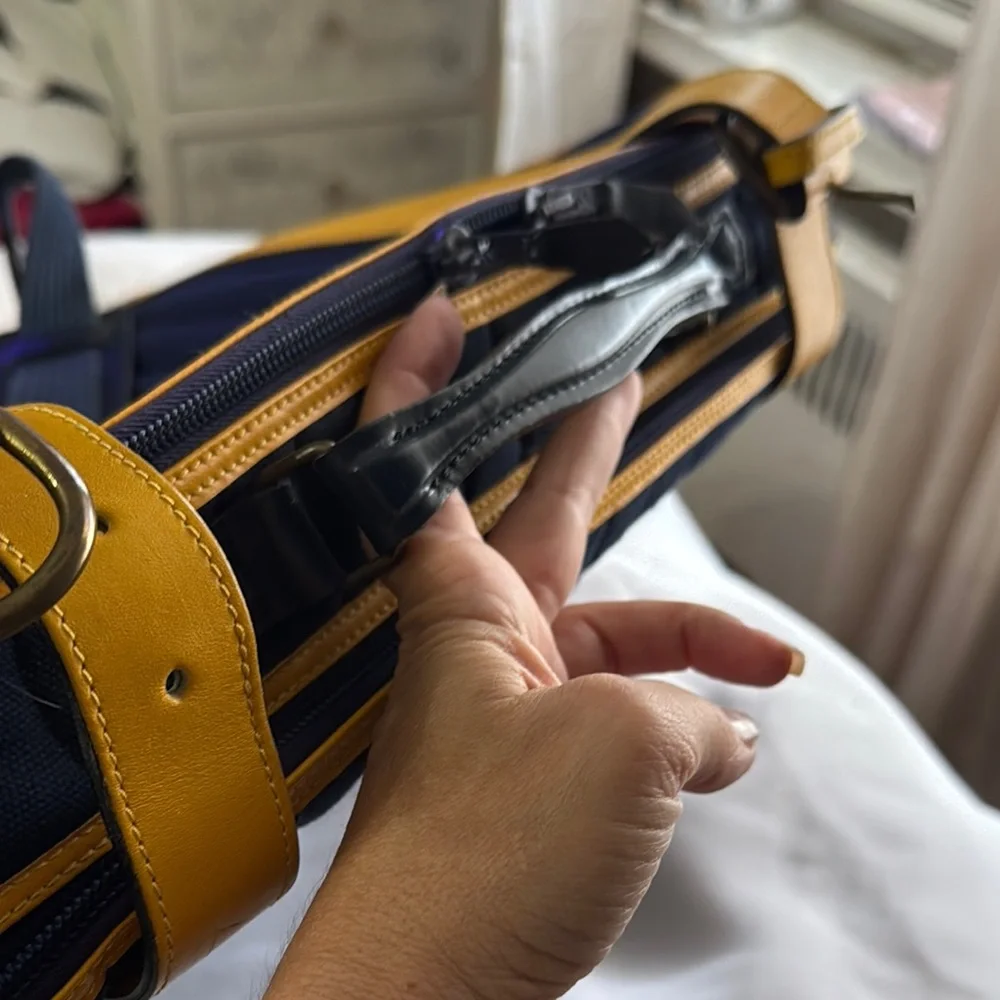 Navy and Yellow Quilted Crossbody Bag - Unbranded